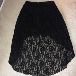 Forever 21 Black lace high low skirt